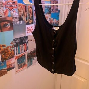 black button up cropped tank
